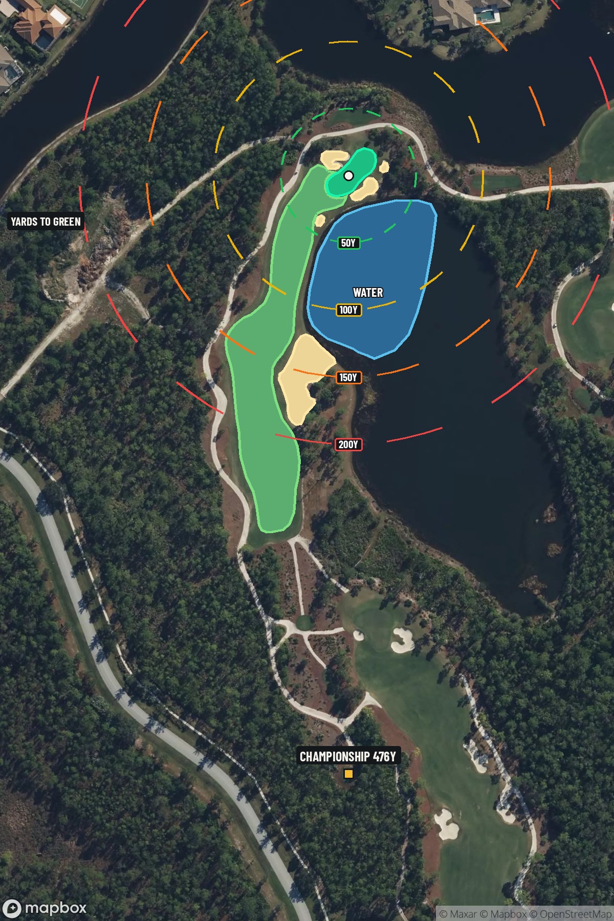 Hole 2 aerial at The Concession Golf Club