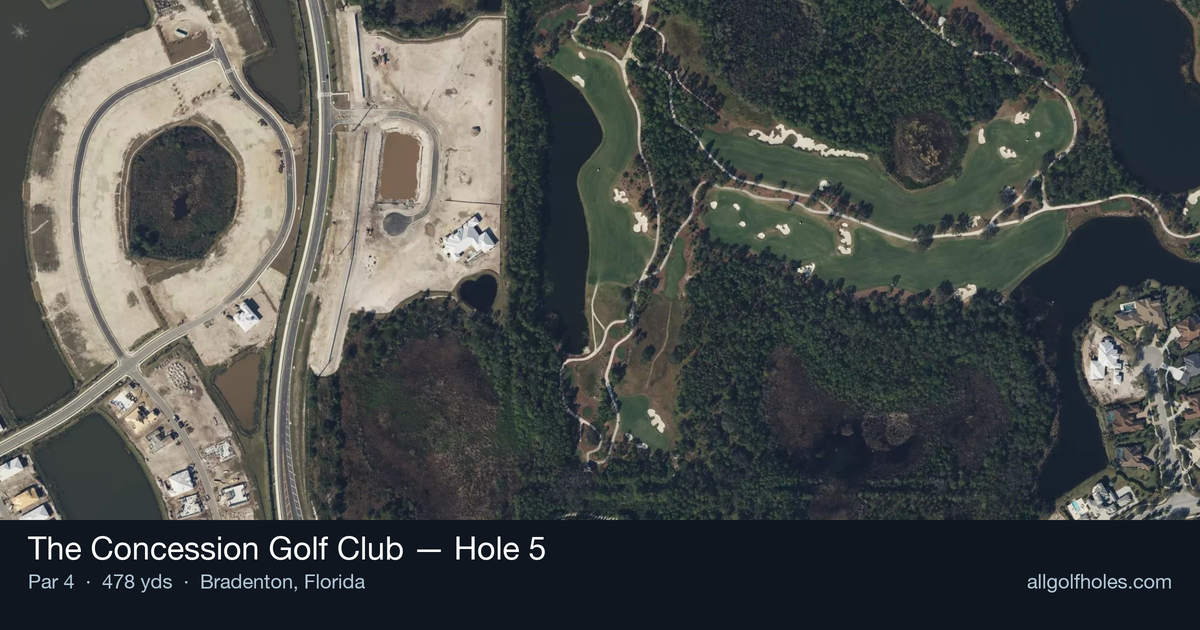 Hole 5 aerial at The Concession Golf Club