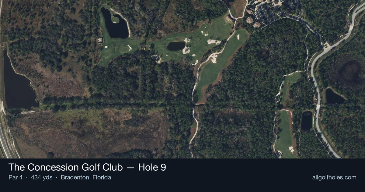 Hole 9 aerial at The Concession Golf Club