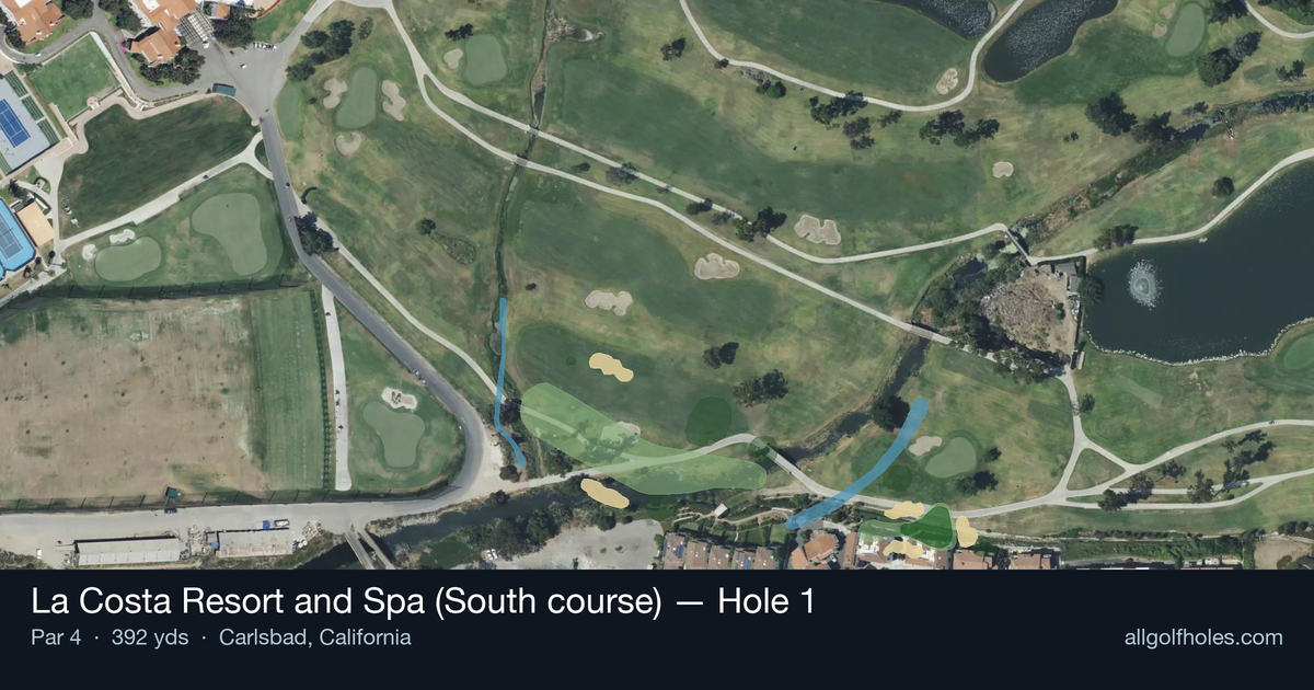 Hole 1 aerial at La Costa Resort and Spa (South course)
