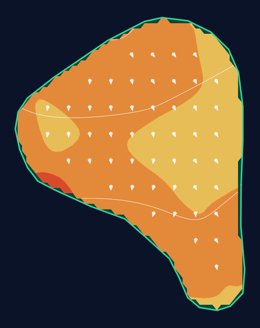 Hole 1 green slope contour at La Costa Resort and Spa (South course)