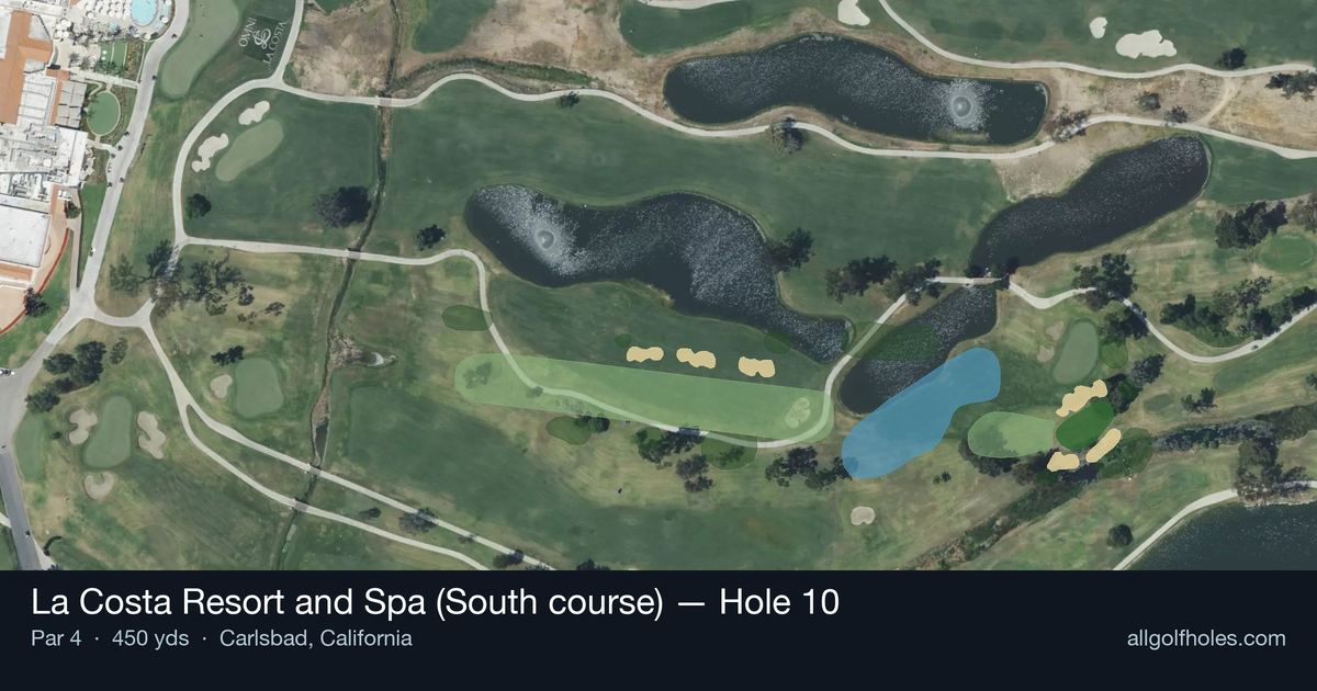 Hole 10 aerial at La Costa Resort and Spa (South course)