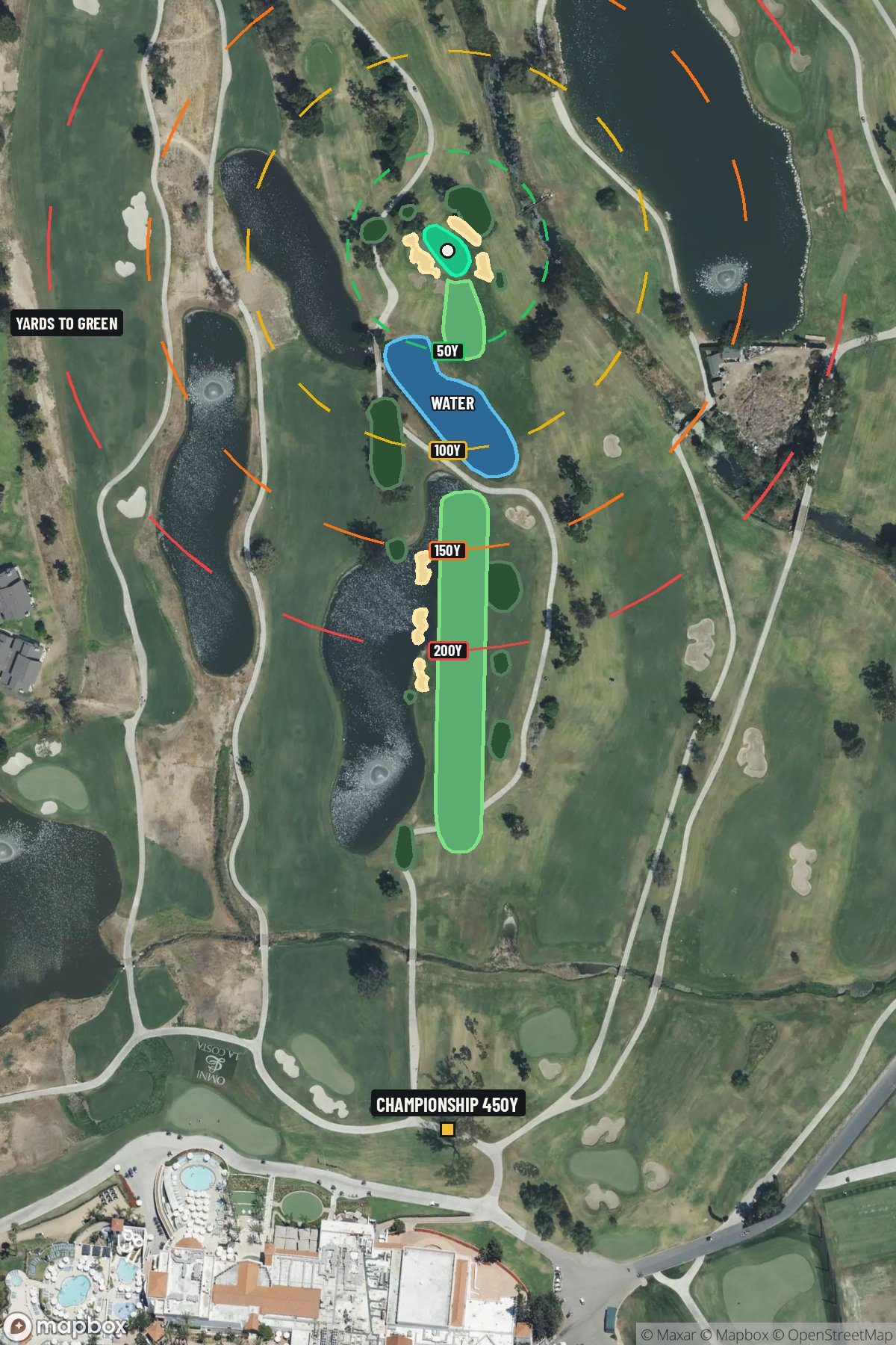 Hole 10 aerial at La Costa Resort and Spa (South course)