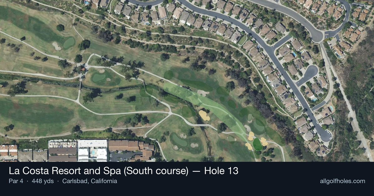 Hole 13 aerial at La Costa Resort and Spa (South course)