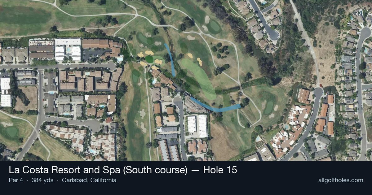 Hole 15 aerial at La Costa Resort and Spa (South course)