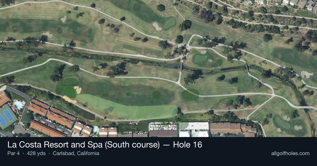 Hole 16 aerial at La Costa Resort and Spa (South course)