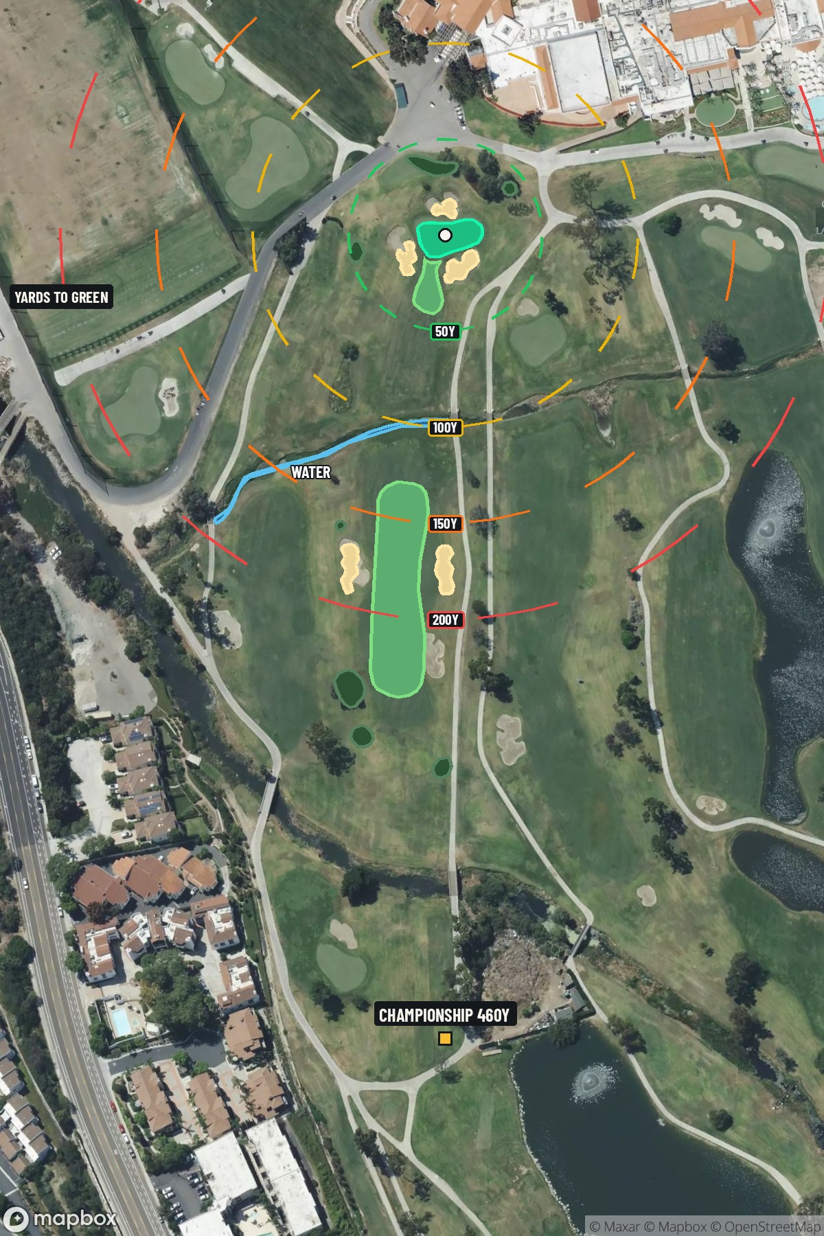 Hole 18 aerial at La Costa Resort and Spa (South course)