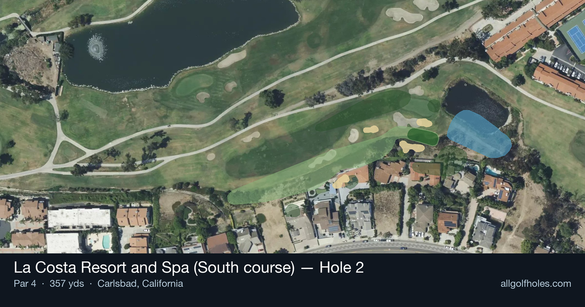 Hole 2 aerial at La Costa Resort and Spa (South course)