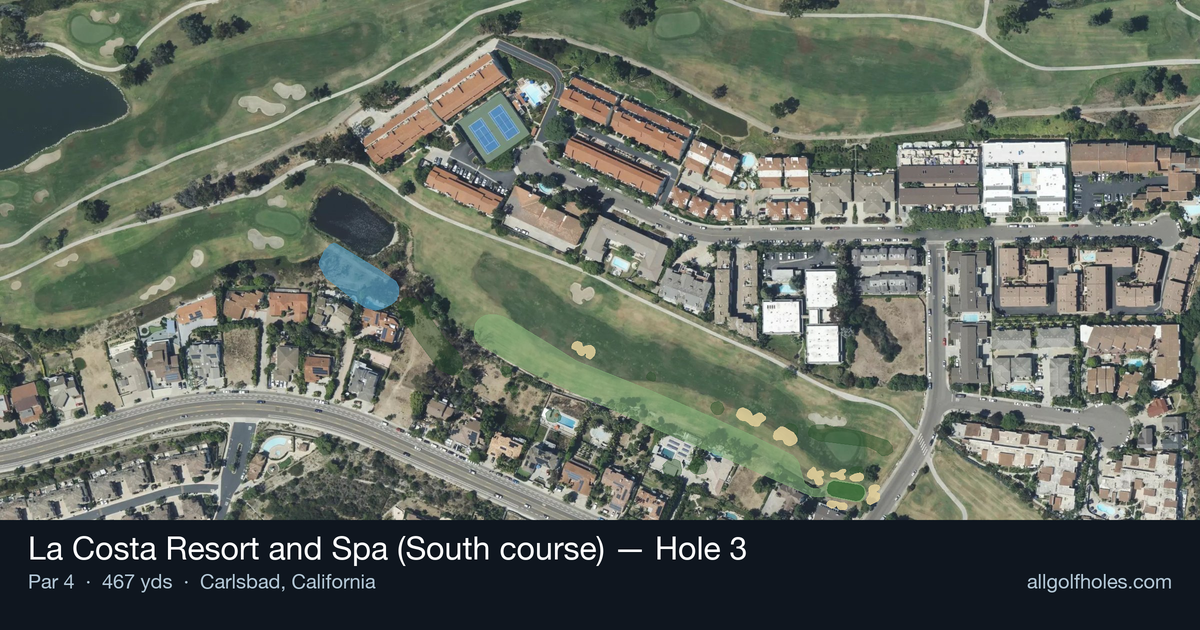 Hole 3 aerial at La Costa Resort and Spa (South course)