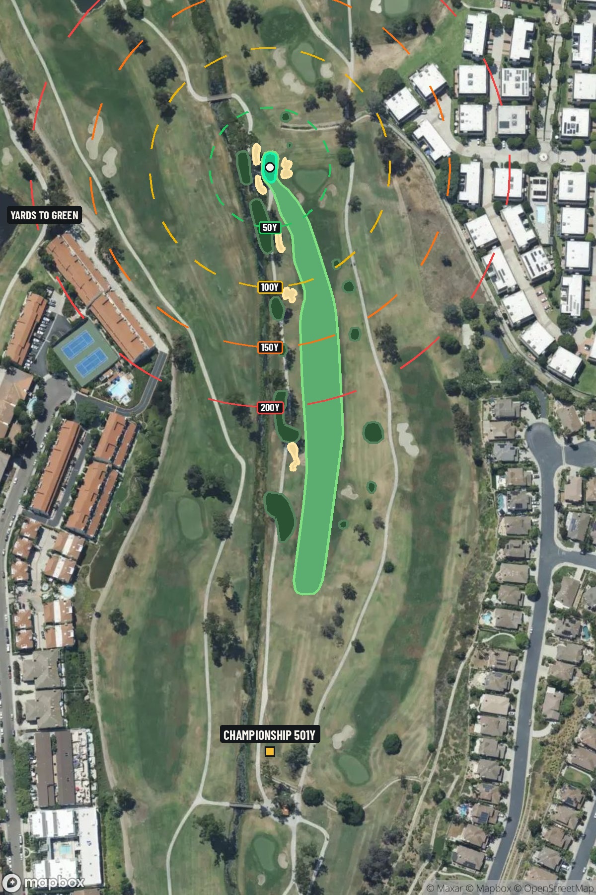 Hole 7 aerial at La Costa Resort and Spa (South course)