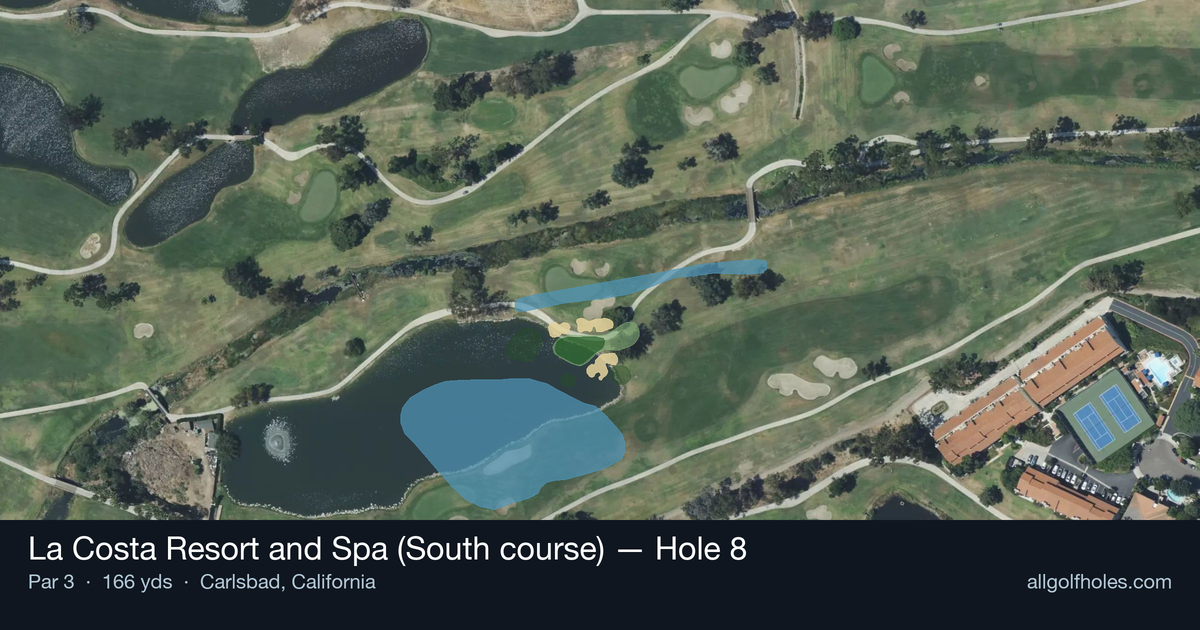 Hole 8 aerial at La Costa Resort and Spa (South course)
