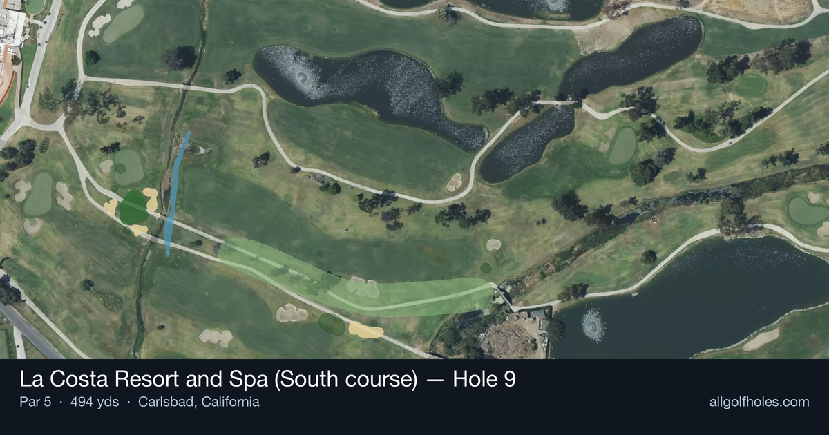Hole 9 aerial at La Costa Resort and Spa (South course)