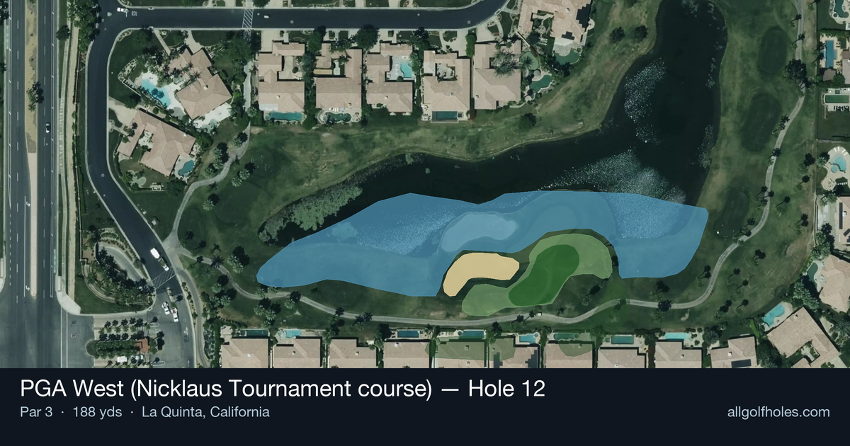 Hole 12 aerial at PGA West (Nicklaus Tournament course)
