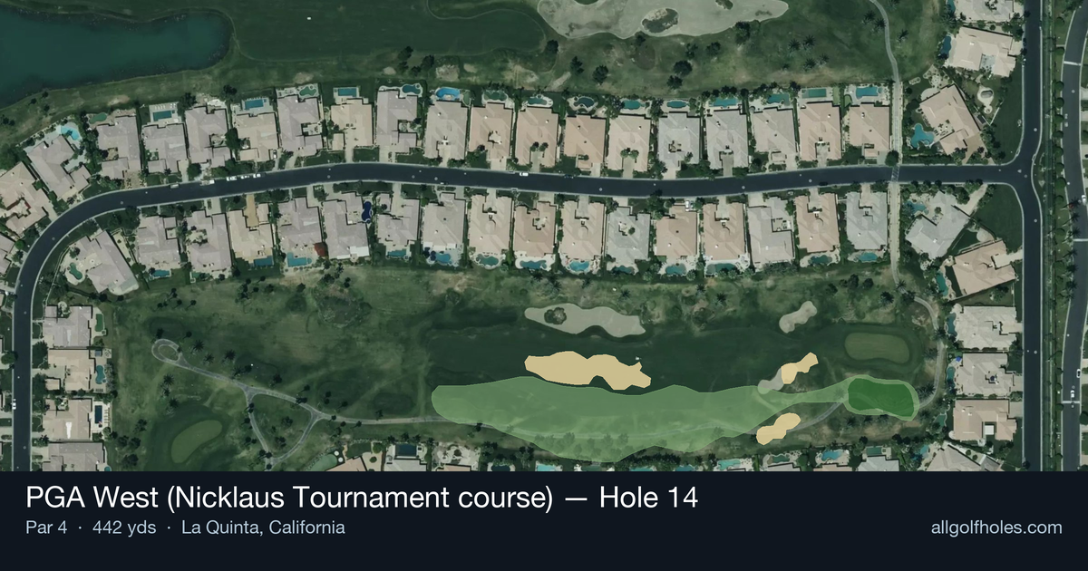 Hole 14 aerial at PGA West (Nicklaus Tournament course)