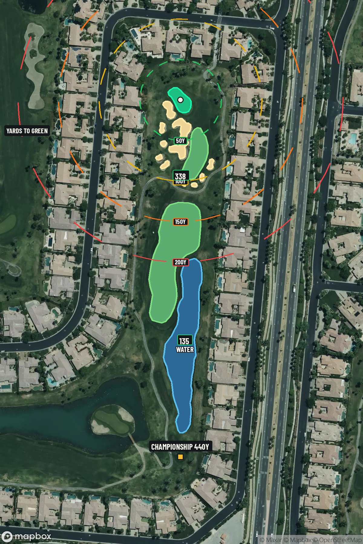 Hole 16 aerial at PGA West (Nicklaus Tournament course)