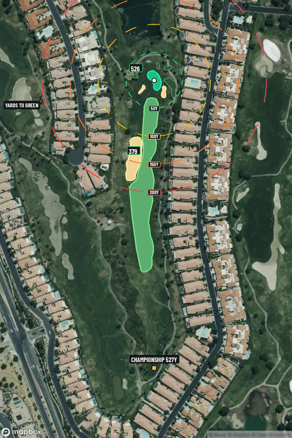 Hole 7 aerial at PGA West (Nicklaus Tournament course)
