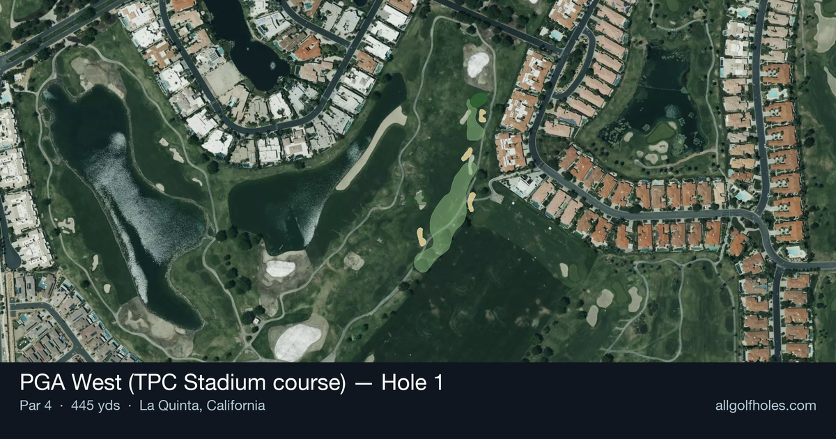 Hole 1 aerial at PGA West (TPC Stadium course)
