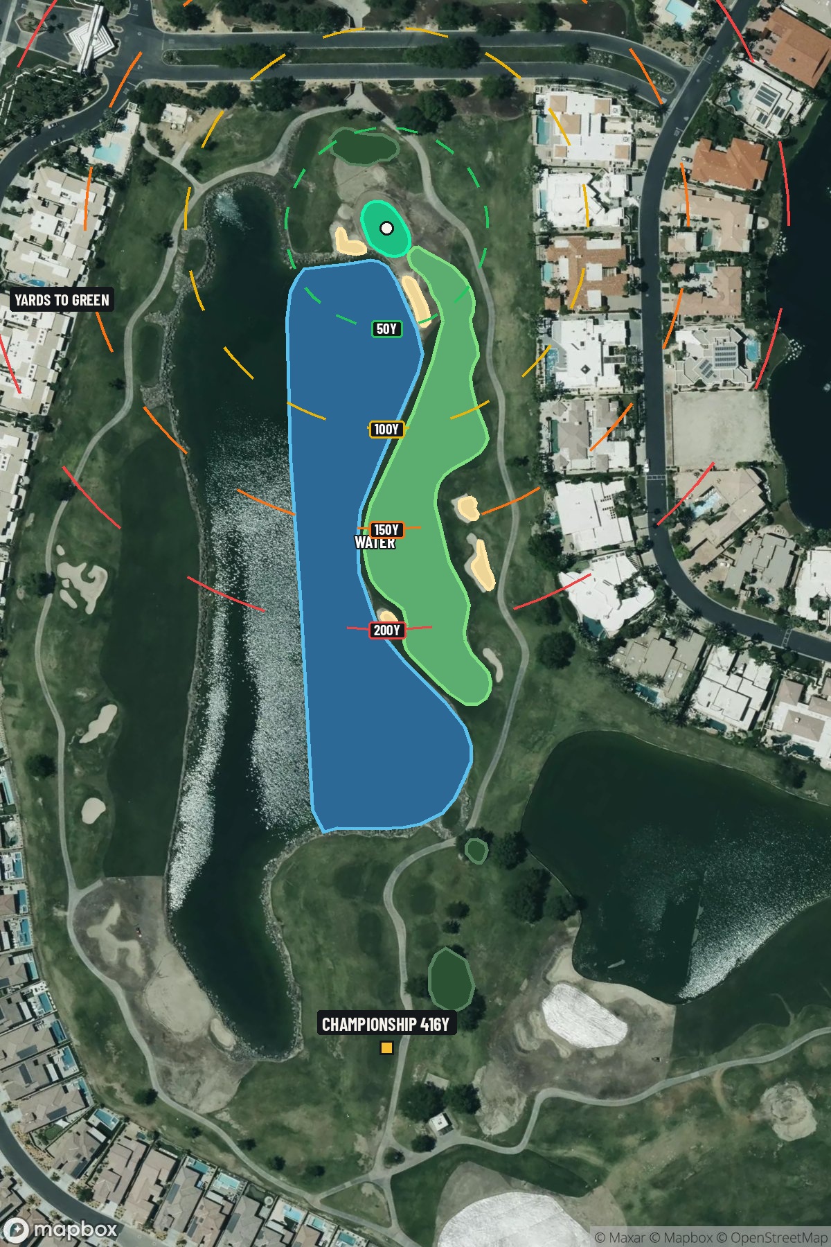 Hole 10 aerial at PGA West (TPC Stadium course)