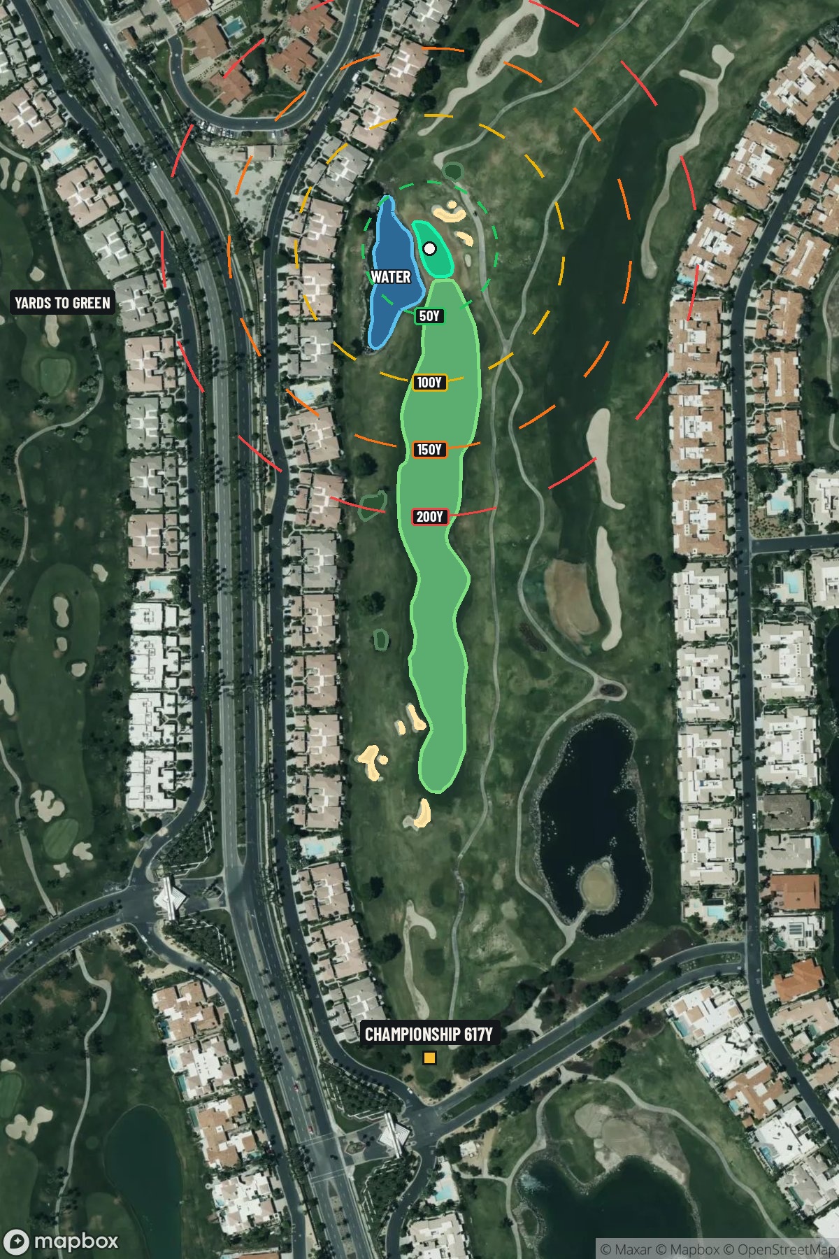 Hole 11 aerial at PGA West (TPC Stadium course)
