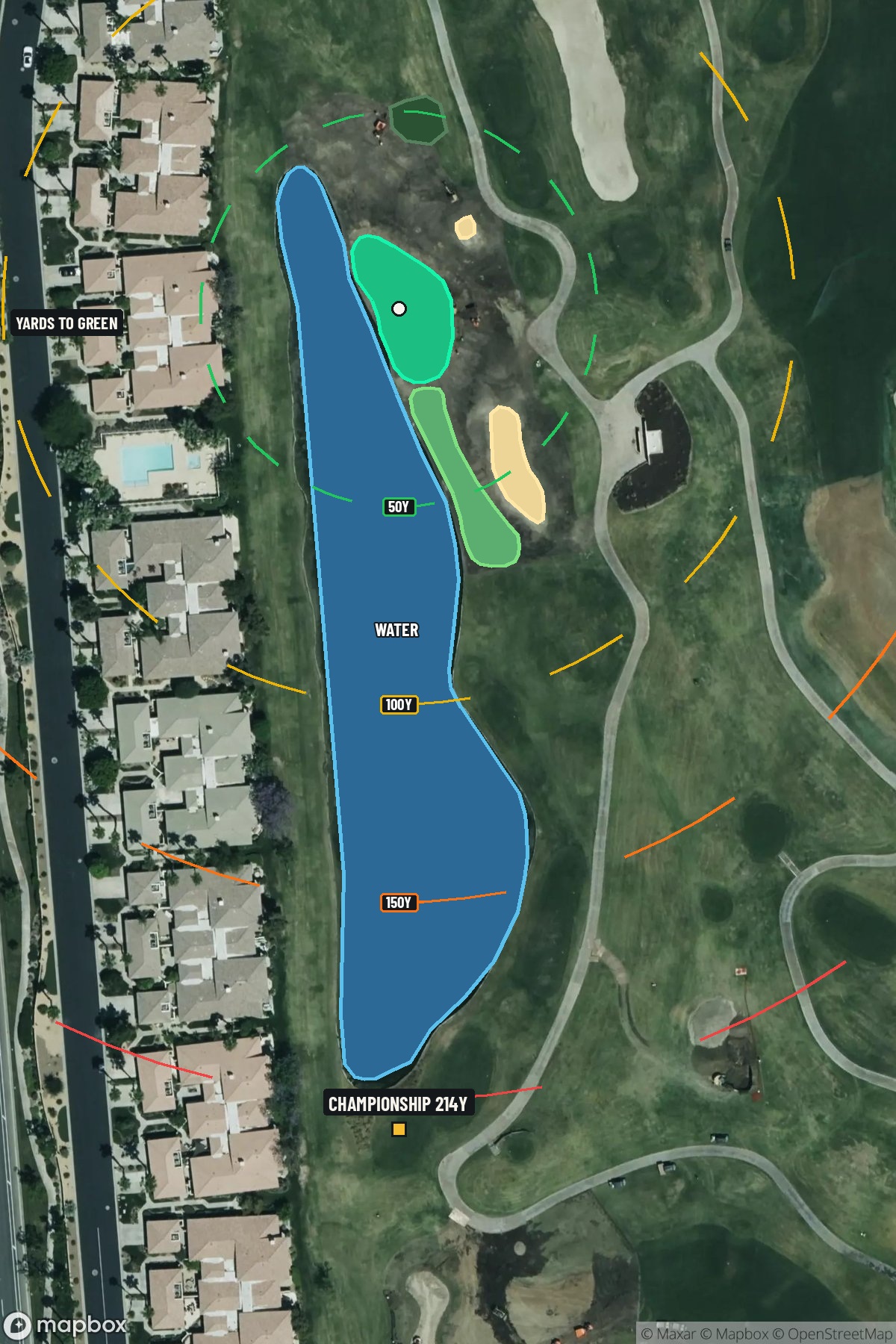 Hole 13 aerial at PGA West (TPC Stadium course)