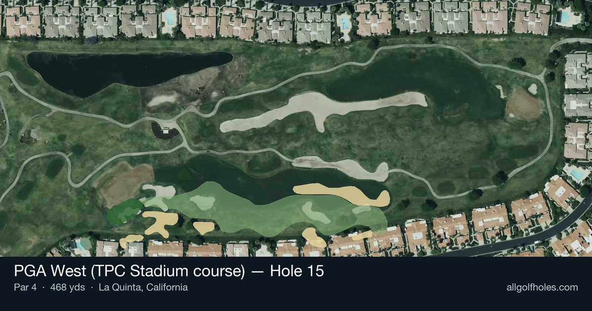 Hole 15 aerial at PGA West (TPC Stadium course)