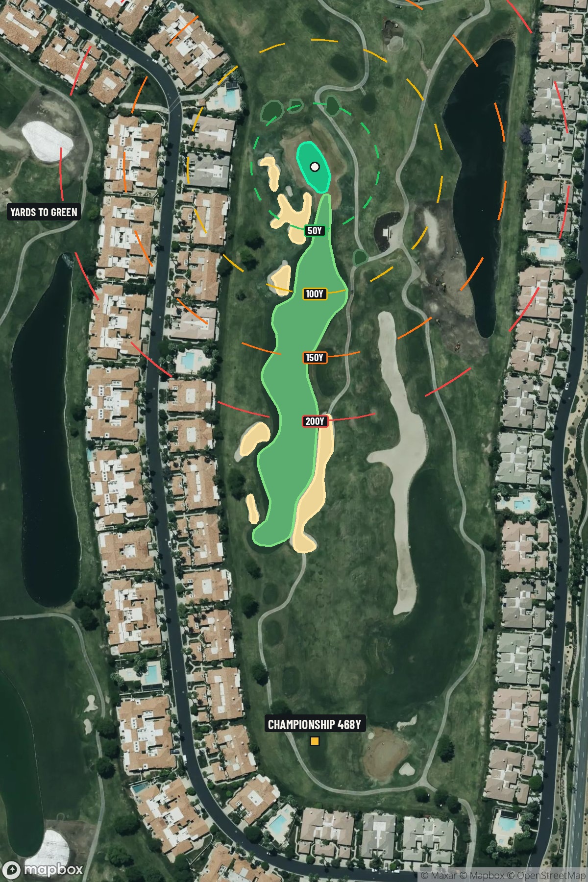 Hole 15 aerial at PGA West (TPC Stadium course)