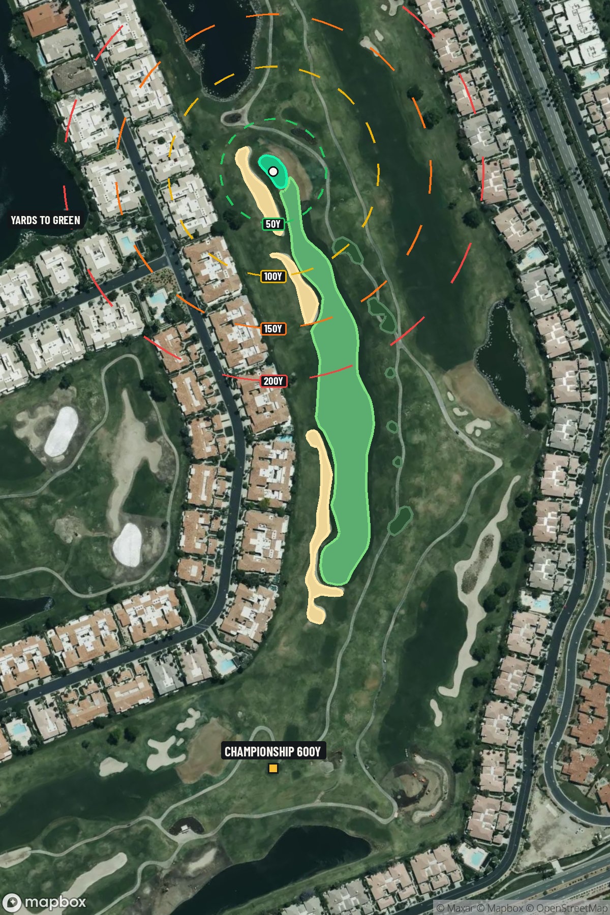 Hole 16 aerial at PGA West (TPC Stadium course)