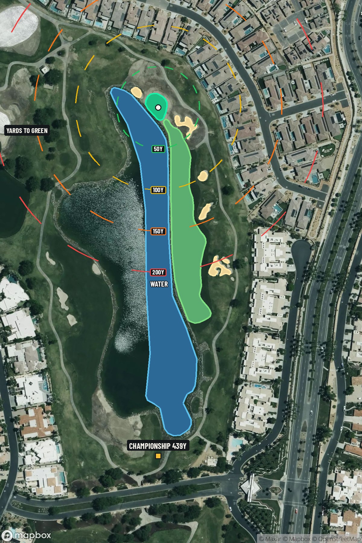 Hole 18 aerial at PGA West (TPC Stadium course)