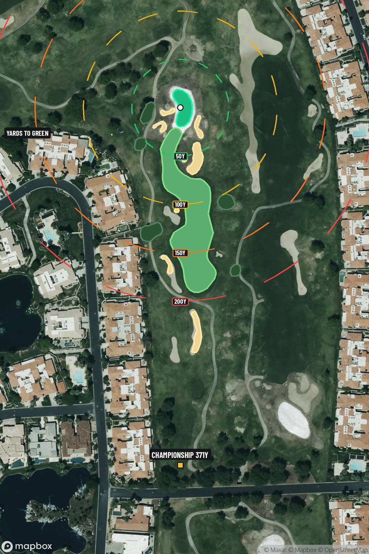 Hole 2 aerial at PGA West (TPC Stadium course)