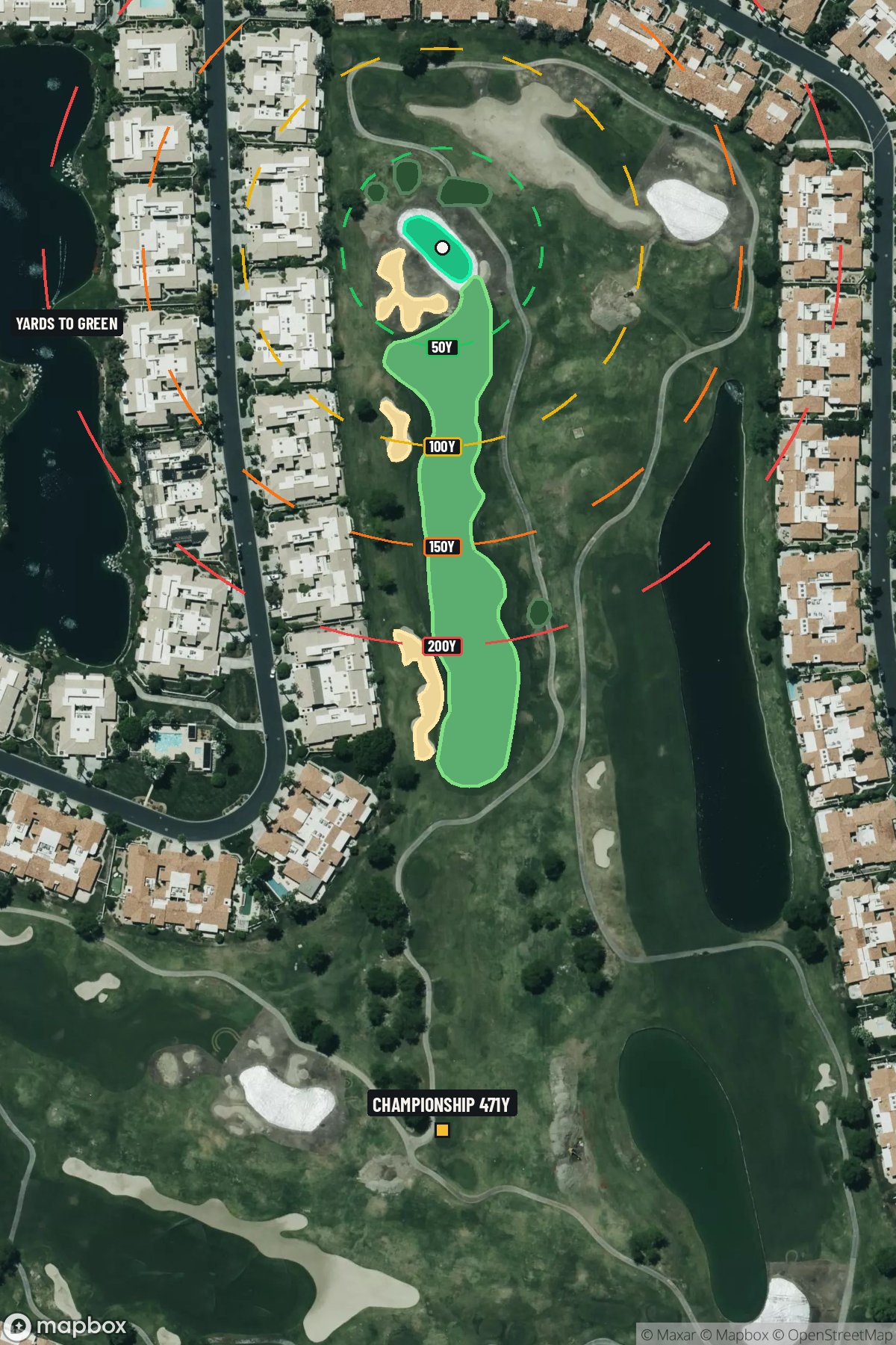 Hole 3 aerial at PGA West (TPC Stadium course)