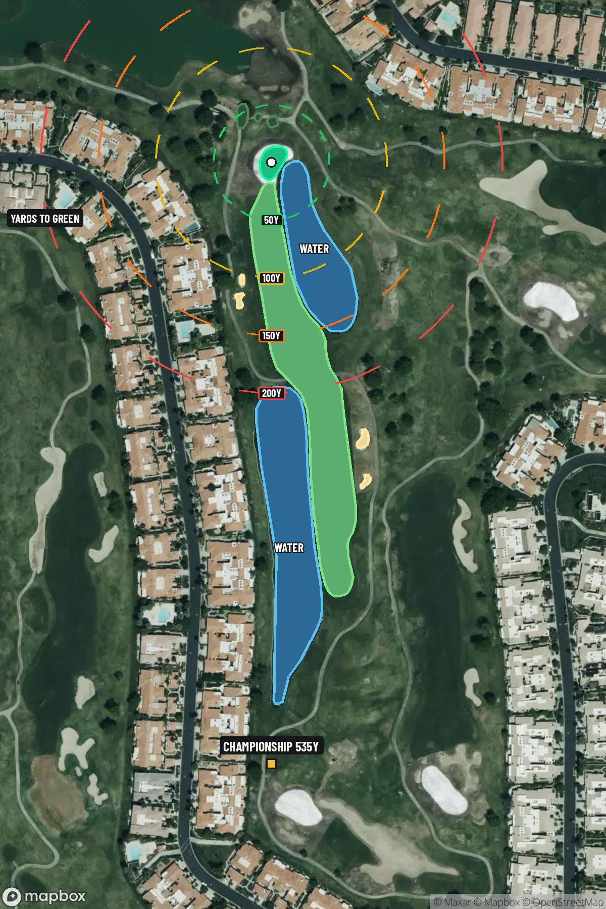 Hole 5 aerial at PGA West (TPC Stadium course)