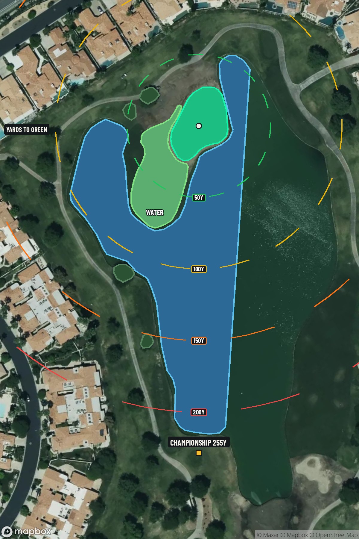 Hole 6 aerial at PGA West (TPC Stadium course)