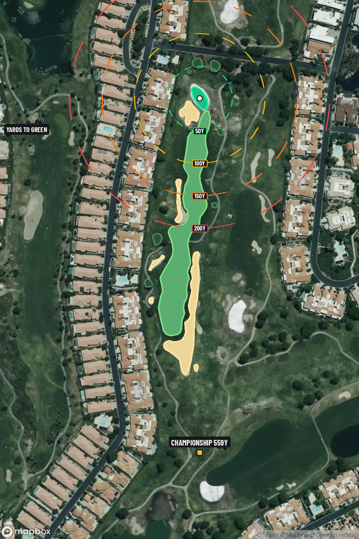 Hole 8 aerial at PGA West (TPC Stadium course)
