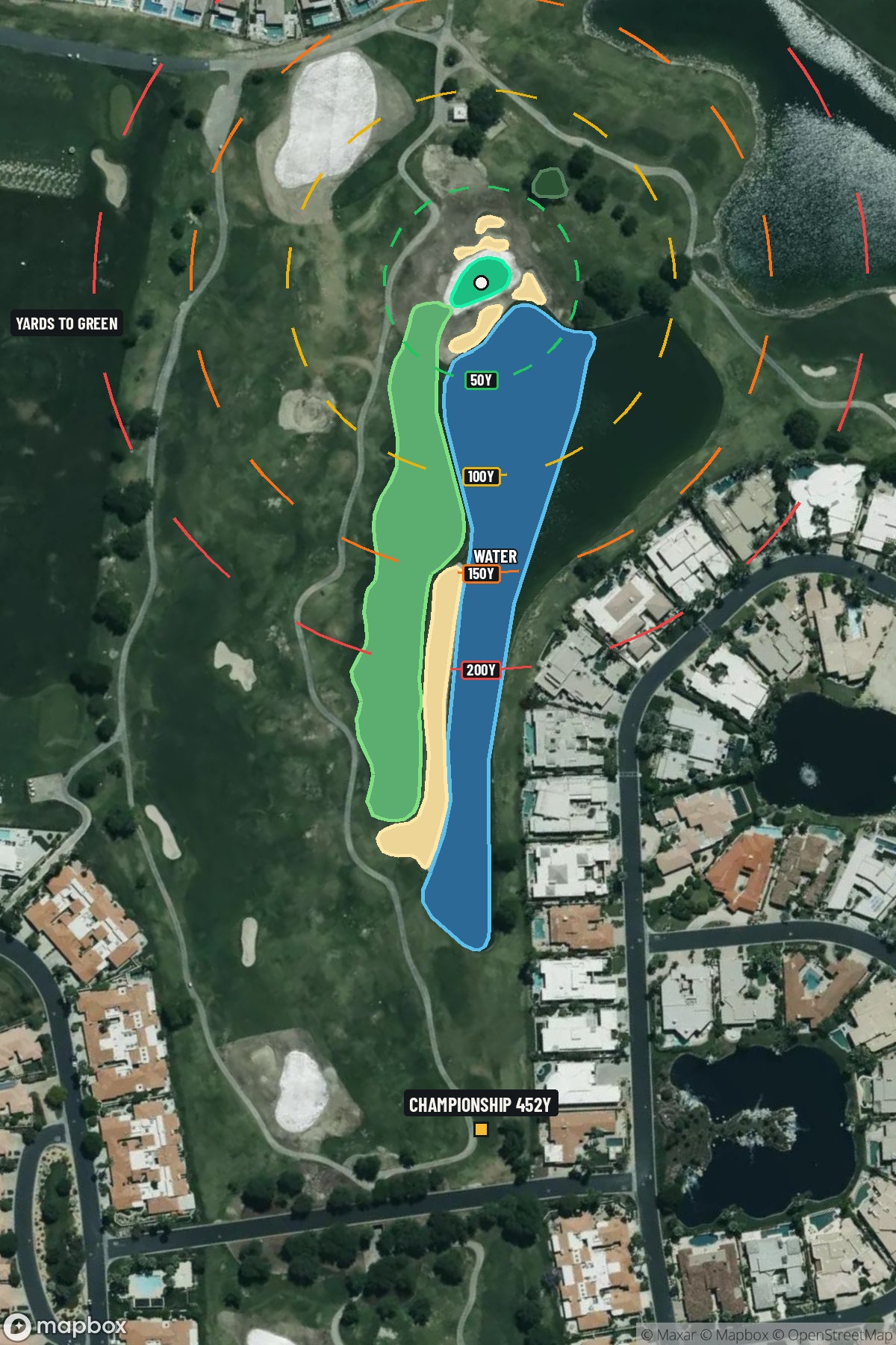 Hole 9 aerial at PGA West (TPC Stadium course)