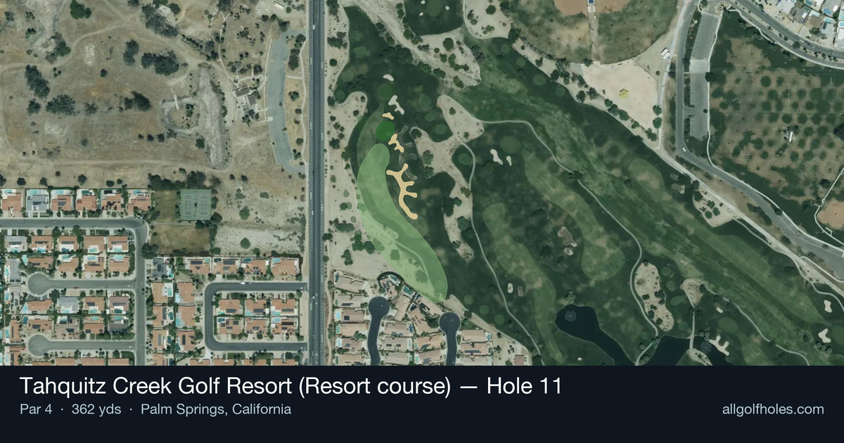 Hole 11 aerial at Tahquitz Creek Golf Resort (Resort course)