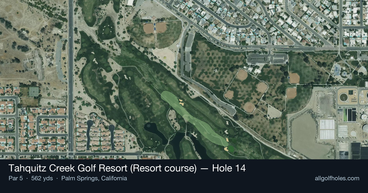 Hole 14 aerial at Tahquitz Creek Golf Resort (Resort course)