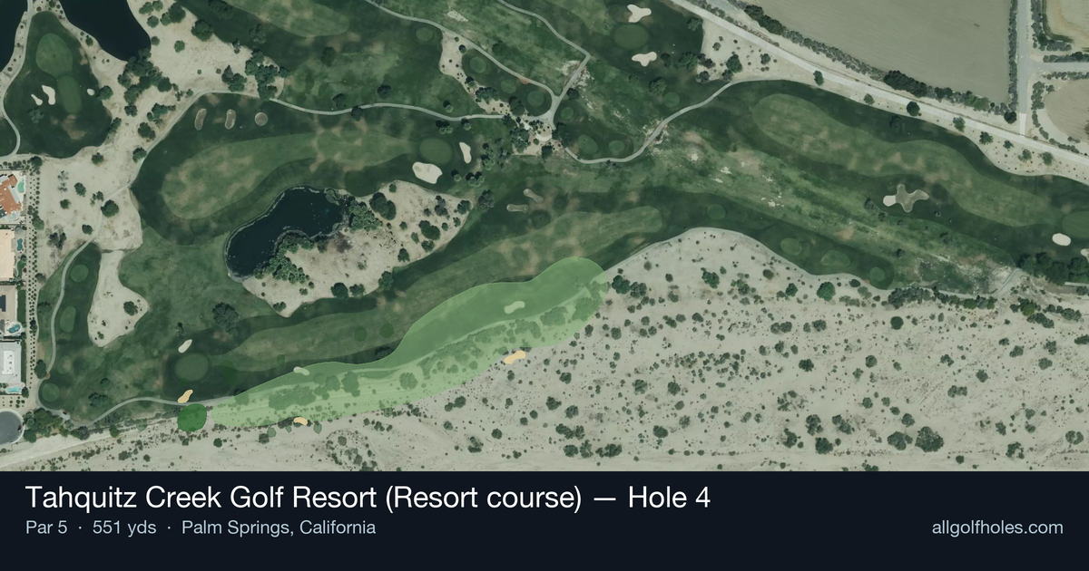 Hole 4 aerial at Tahquitz Creek Golf Resort (Resort course)