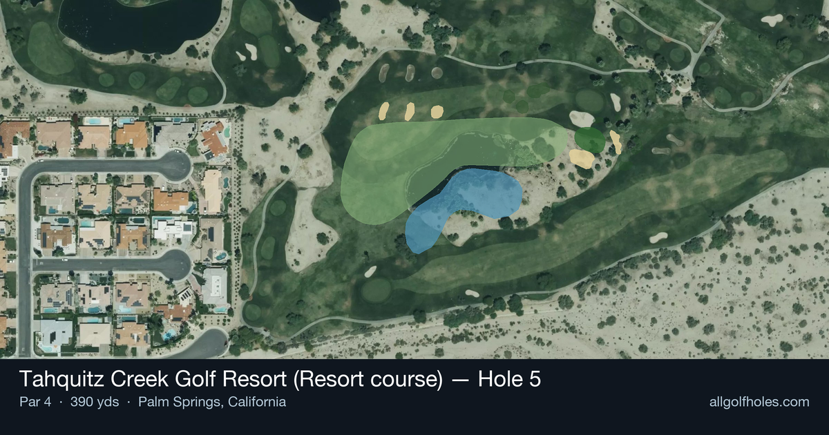 Hole 5 aerial at Tahquitz Creek Golf Resort (Resort course)