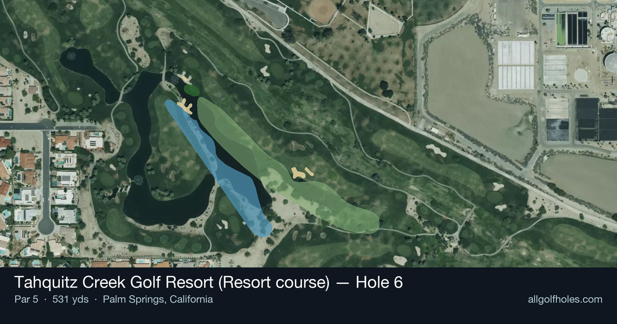 Hole 6 aerial at Tahquitz Creek Golf Resort (Resort course)