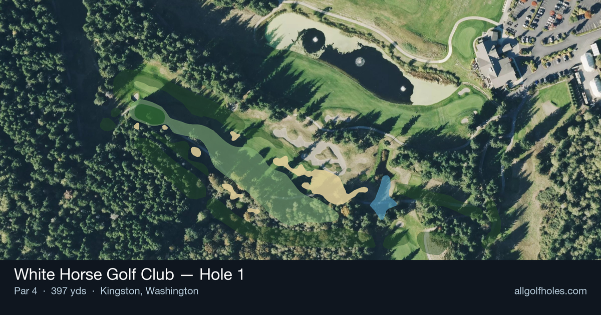Hole 1 aerial at White Horse Golf Club