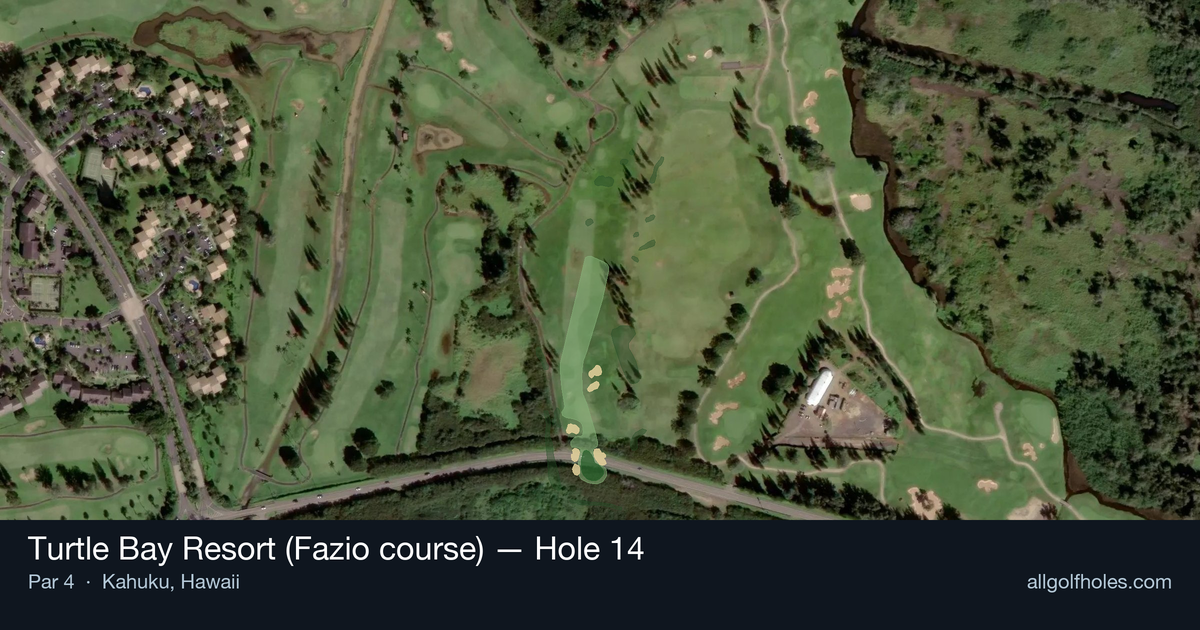 Hole 14 aerial at Turtle Bay Resort (Fazio course)
