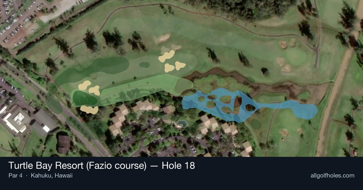 Hole 18 aerial at Turtle Bay Resort (Fazio course)