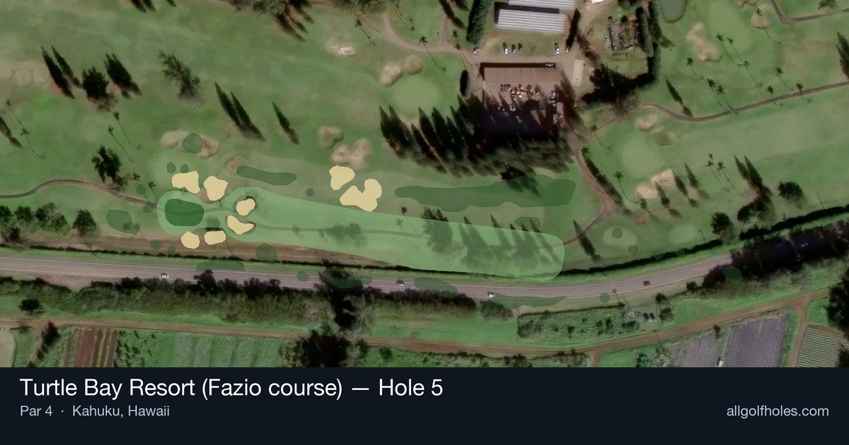 Hole 5 aerial at Turtle Bay Resort (Fazio course)
