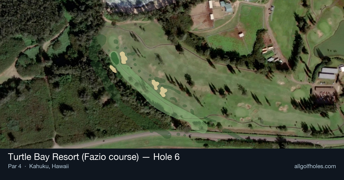 Hole 6 aerial at Turtle Bay Resort (Fazio course)