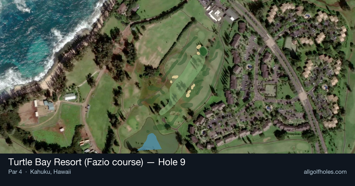 Hole 9 aerial at Turtle Bay Resort (Fazio course)