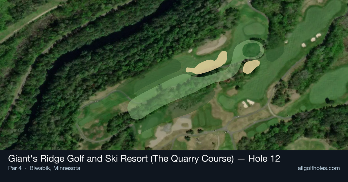Hole 12 aerial at Giant's Ridge Golf and Ski Resort (The Quarry Course)