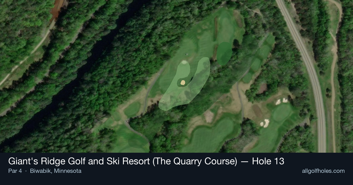 Hole 13 aerial at Giant's Ridge Golf and Ski Resort (The Quarry Course)