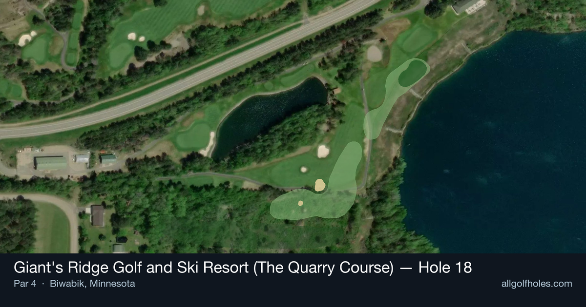 Hole 18 aerial at Giant's Ridge Golf and Ski Resort (The Quarry Course)
