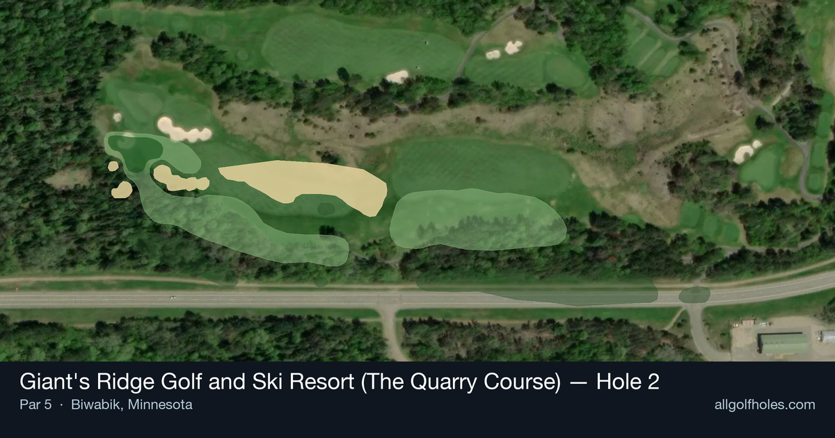 Hole 2 aerial at Giant's Ridge Golf and Ski Resort (The Quarry Course)