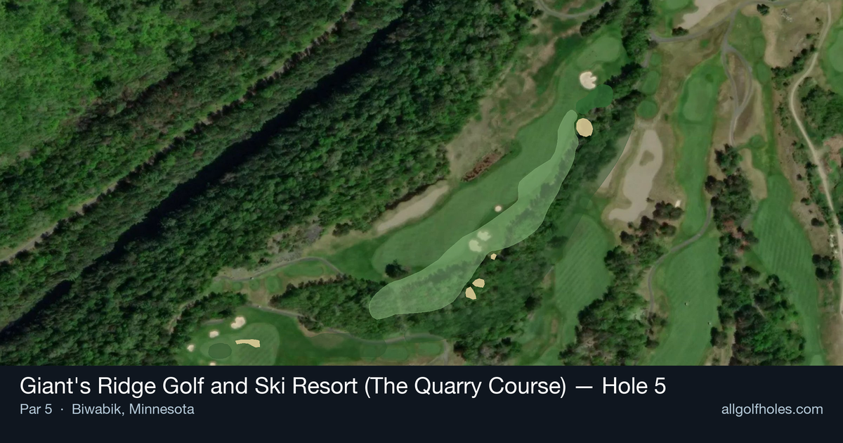 Hole 5 aerial at Giant's Ridge Golf and Ski Resort (The Quarry Course)